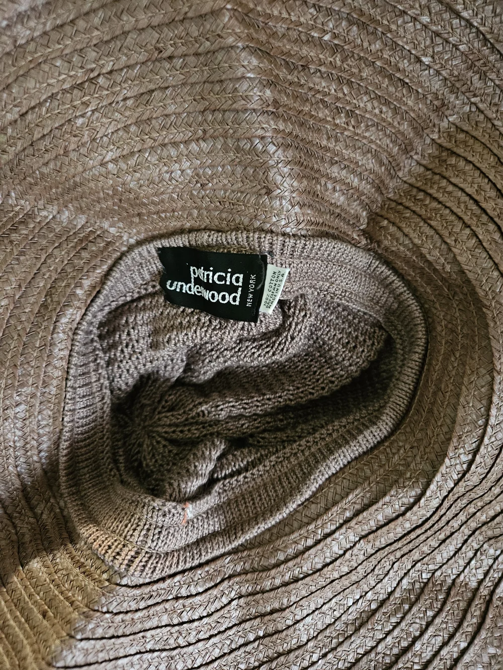 Patricia Underwood Wide-Brim Knit-Crown Straw Hat - Taupe